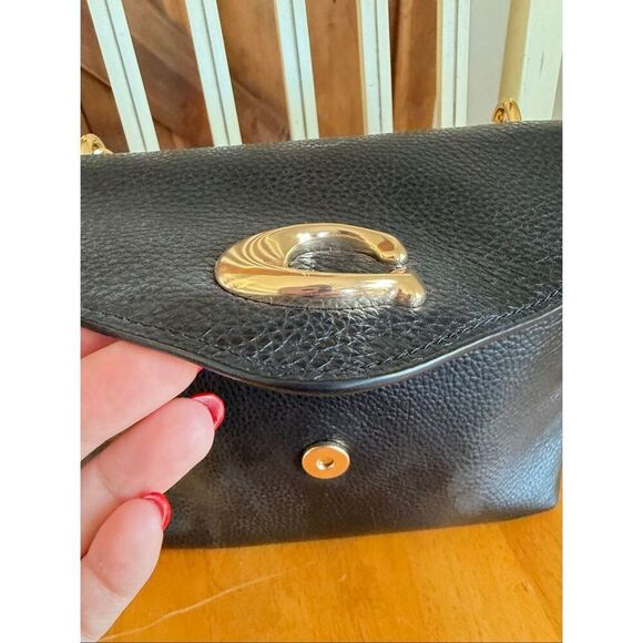 COACH Tammie Shoulder Bag Black Snake Embossed Leather - Picture 12 of 16